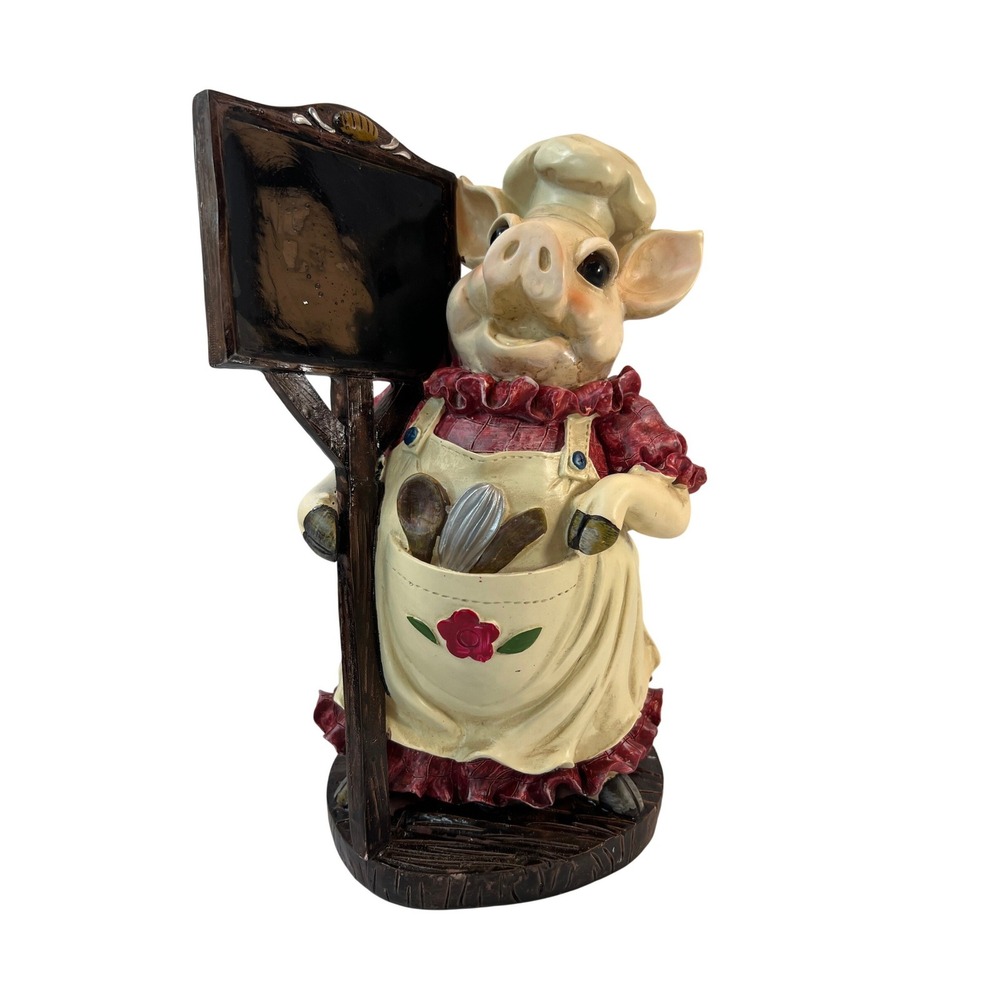 Decorator's Touch Pig Chef Blackboard Figurine Farmhouse Kitchen Decor 12 Inch